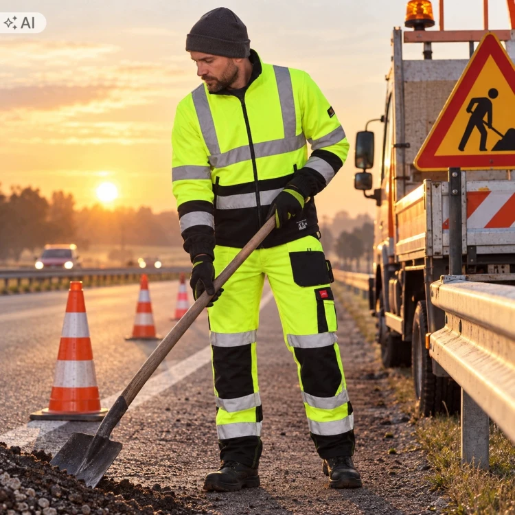 FLASH żółty – spodnie i polar odblaskowy
