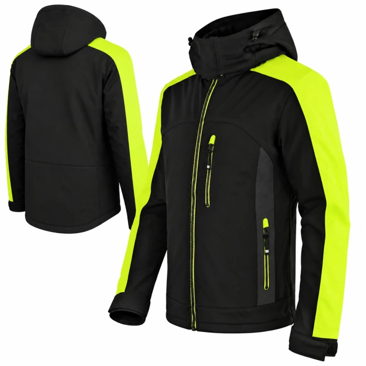 Kurtka softshell outdoor czarno-żółta – przód i tył