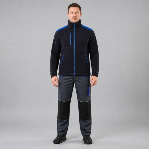 Zestaw roboczy RAMBO: bluza polarowa na ogrodniczkach, na modelu