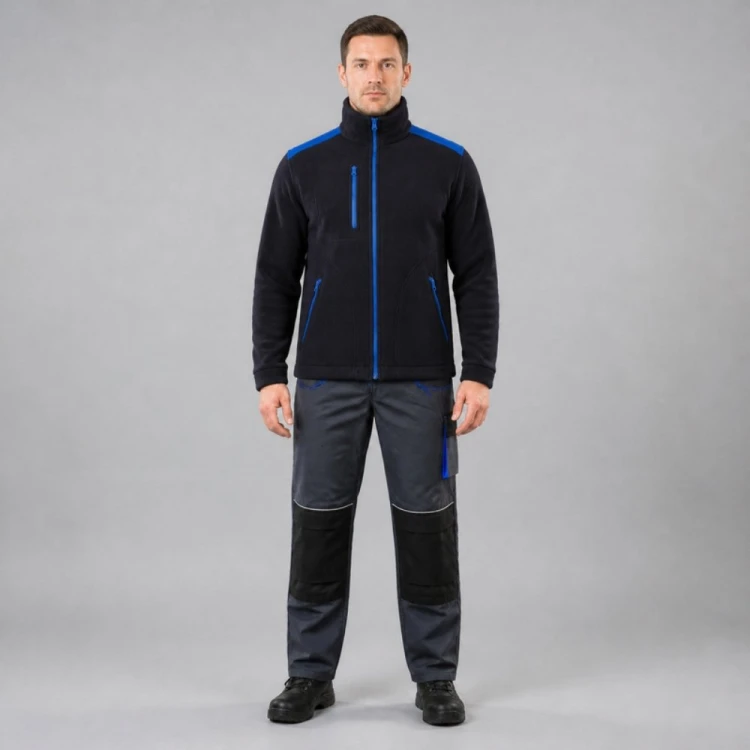 Zestaw roboczy RAMBO: bluza polarowa na ogrodniczkach, na modelu