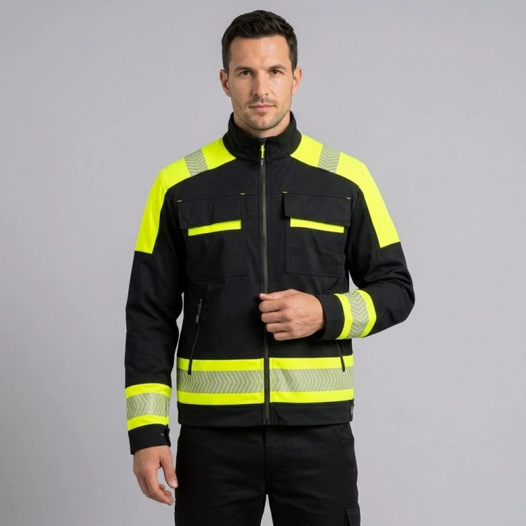 Bluza robocza ACTIFLEX NEO czarno-żółta odblaskowa na modelu