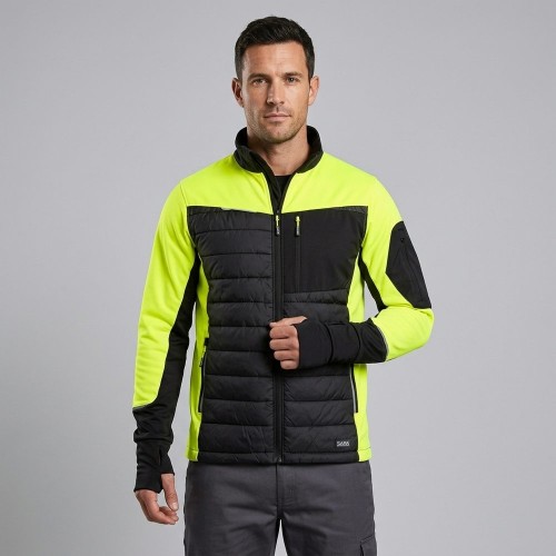 Bluza hybrydowa robocza COMFORT PLUS czarno-seledynowa na modelu