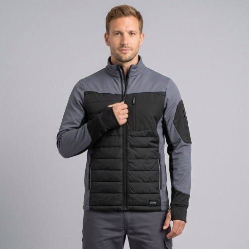 Bluza hybrydowa robocza COMFORT PLUS czarno-szara na modelu