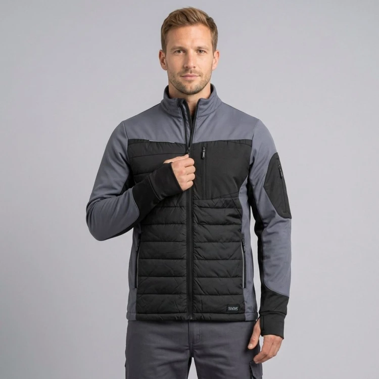 Bluza hybrydowa robocza COMFORT PLUS czarno-szara na modelu