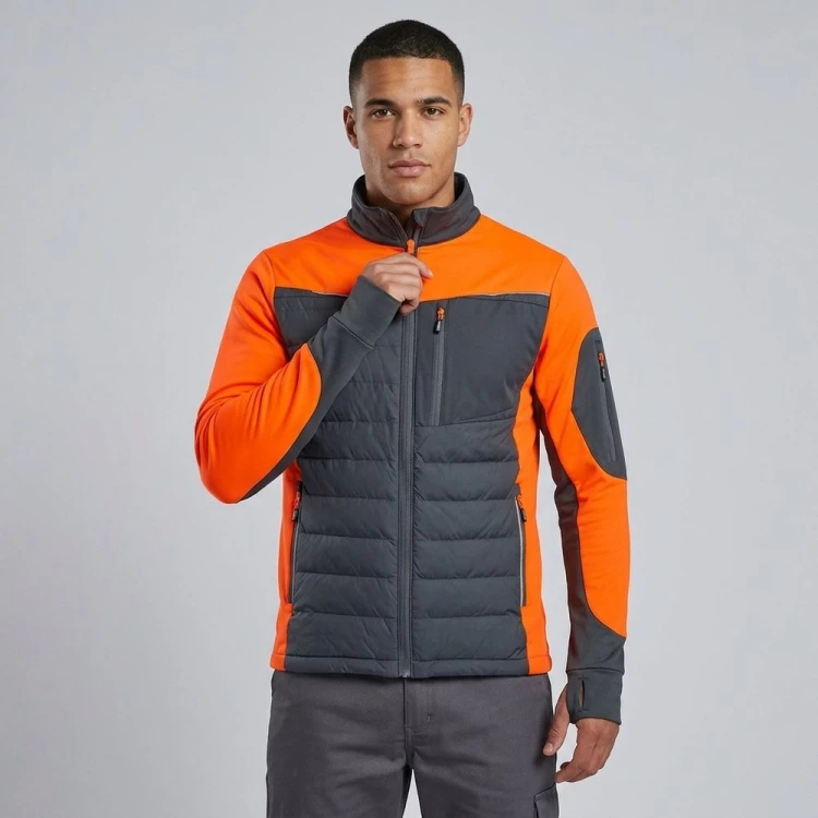 Bluza hybrydowa robocza COMFORT PLUS grafitowo-pomarańczowa na modelu