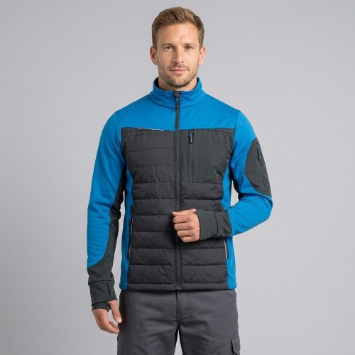Bluza hybrydowa robocza COMFORT PLUS szaro-niebieska na modelu