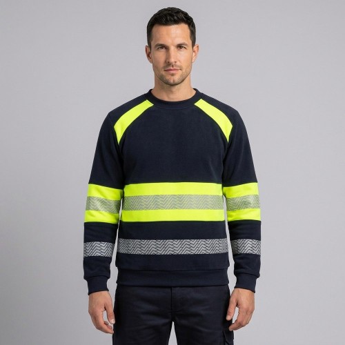 Bluza polarowa robocza 957 z pasami odblaskowymi na modelu