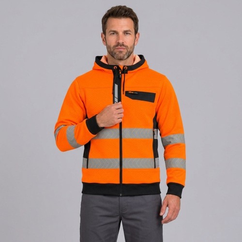 Bluza dresowa ostrzegawcza DROGOWIEC COMFORT pomarańczowa na modelu