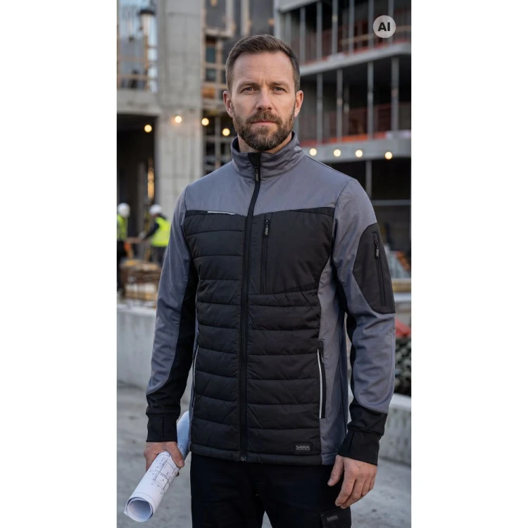 Bluza hybrydowa COMFORT PLUS czarno-szara w pracy – ujęcie 2