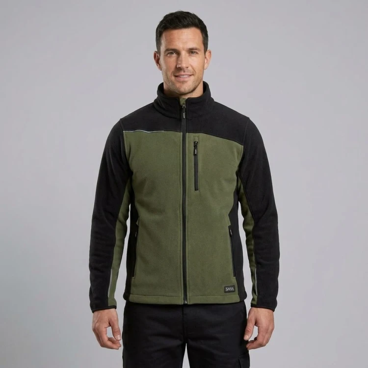 Polar roboczy COMFORT PLUS oliwkowo-czarny na modelu
