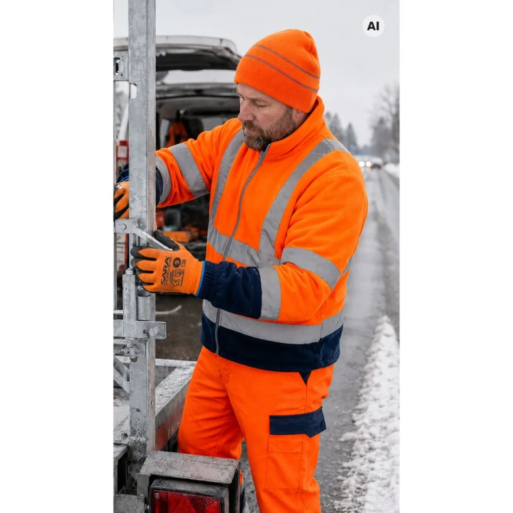 Polar DROGOWIEC WINTER pomarańczowo-granatowy w pracy – ujęcie 2