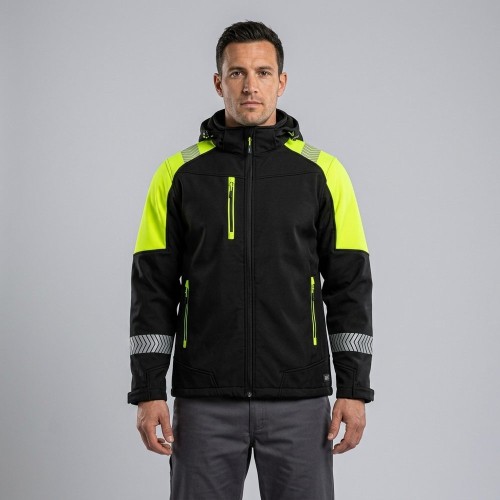 Softshell roboczy COMFORT NEO czarno-żółty na modelu
