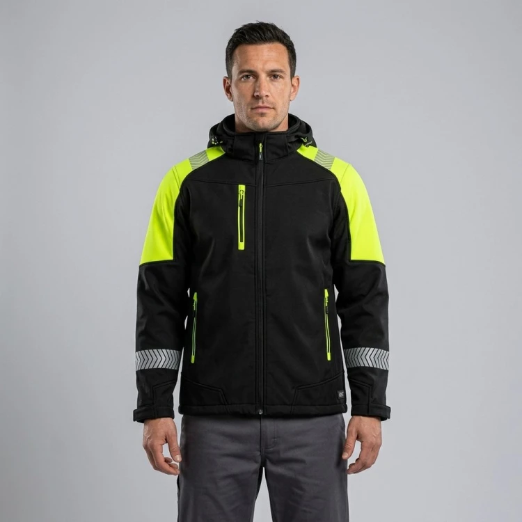 Softshell roboczy COMFORT NEO czarno-żółty na modelu