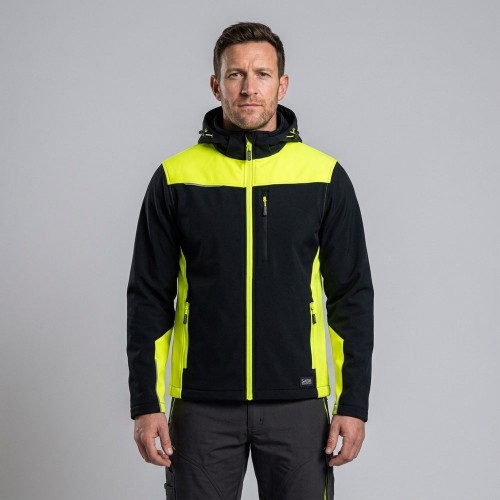 Softshell roboczy COMFORT PLUS czarno-seledynowy na modelu