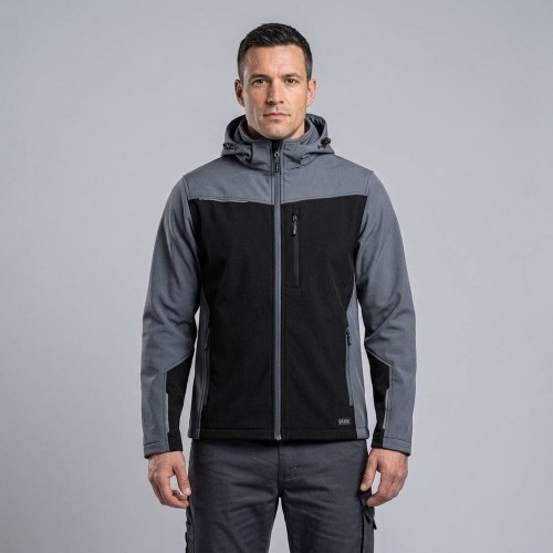 Softshell roboczy COMFORT PLUS szaro-czarny na modelu