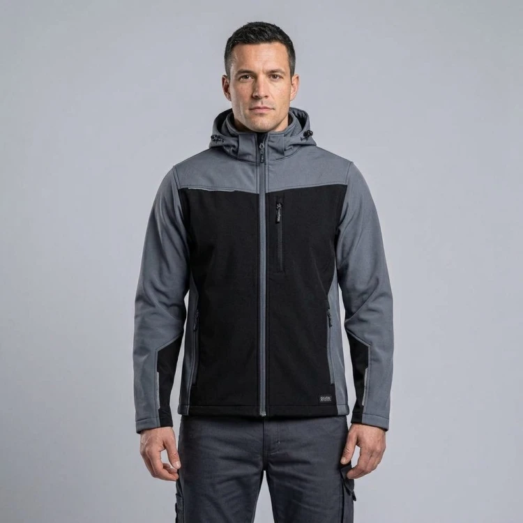 Softshell roboczy COMFORT PLUS szaro-czarny na modelu