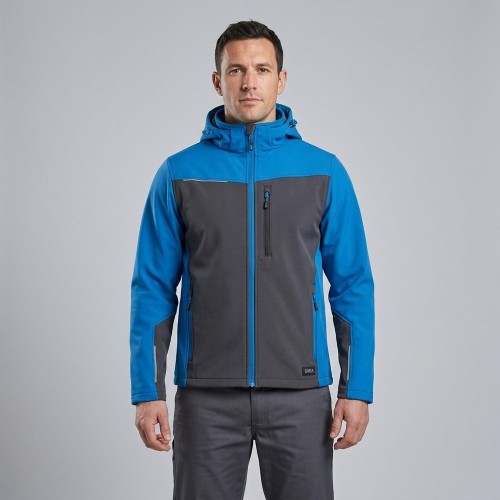 Softshell roboczy COMFORT PLUS szaro-niebieski na modelu