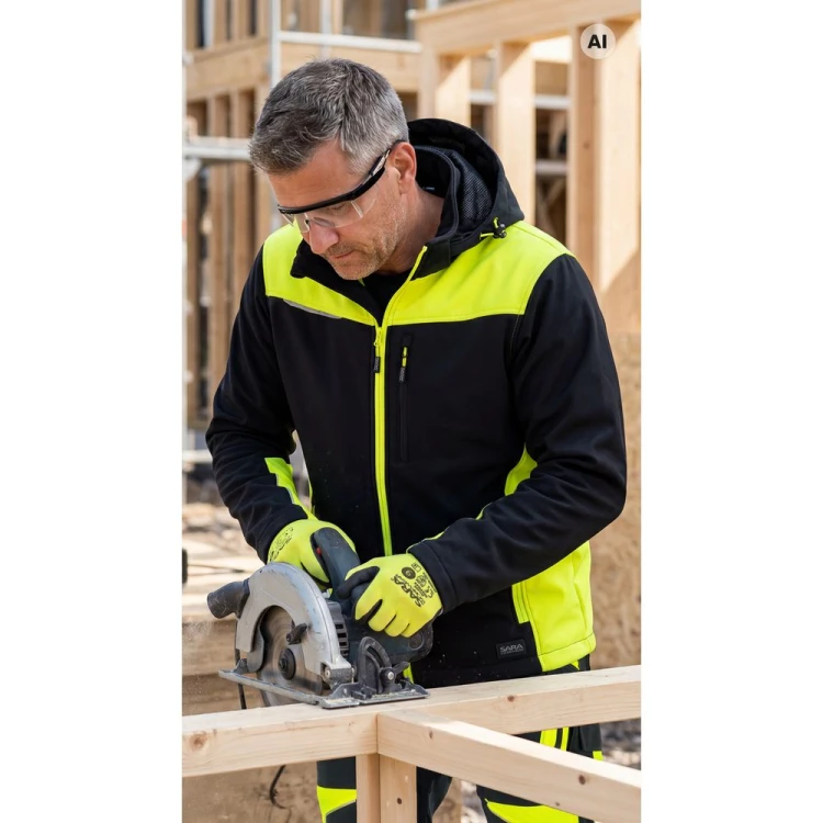 Softshell COMFORT PLUS czarno-seledynowy w pracy – ujęcie 2