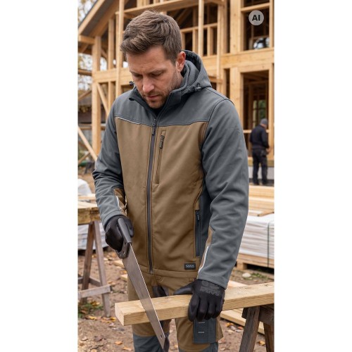 Softshell COMFORT PLUS brązowo-szary w pracy