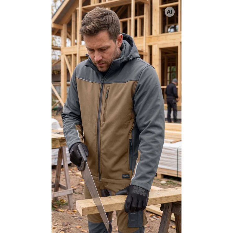 Softshell COMFORT PLUS brązowo-szary w pracy
