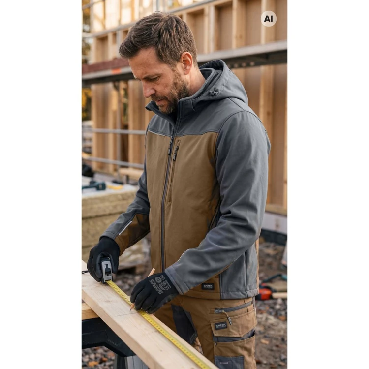 Softshell COMFORT PLUS brązowo-szary w pracy – ujęcie 2