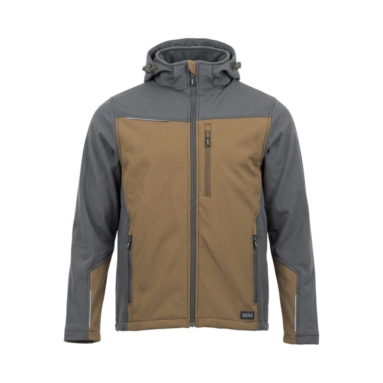 Softshell COMFORT PLUS brązowo-szary – przód