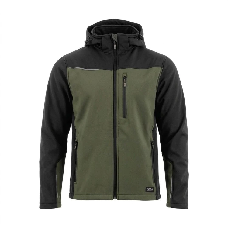 Softshell COMFORT PLUS oliwkowo-czarny – przód