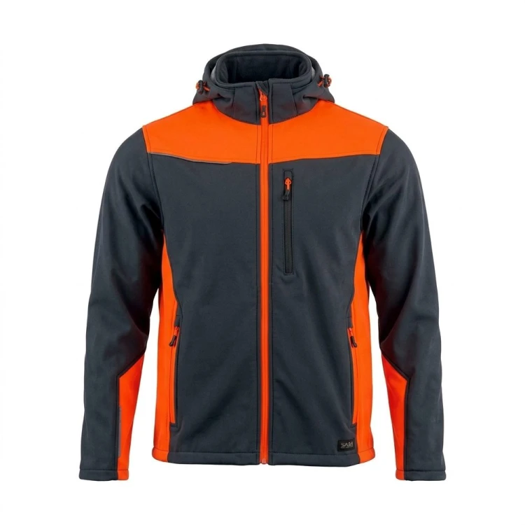 Softshell COMFORT PLUS grafitowo-pomarańczowy – przód