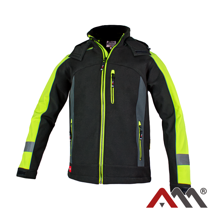 Kurtka softshell CLASSWORK czarno-żółta – zdjęcie producenta, widok z przodu