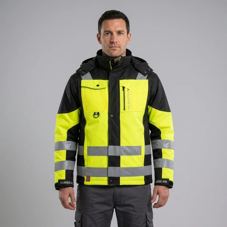 Kurtka ocieplana CLASSIC-VIS Oxford żółto-czarna na modelu