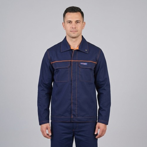Bluza spawalnicza antystatyczna PROFFLAM ANTISTATIC granatowa na modelu