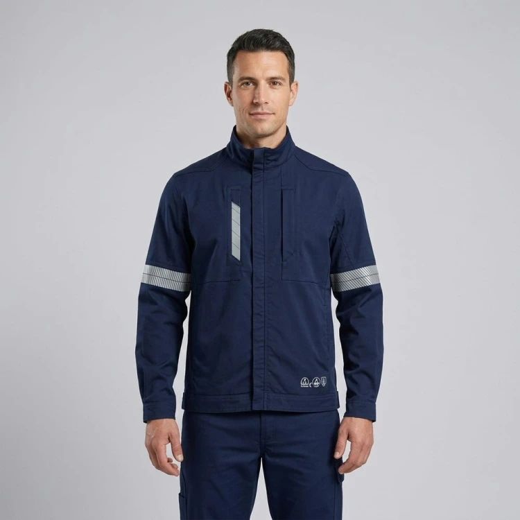 Bluza antystatyczna PIORUN FLEX granatowa na modelu