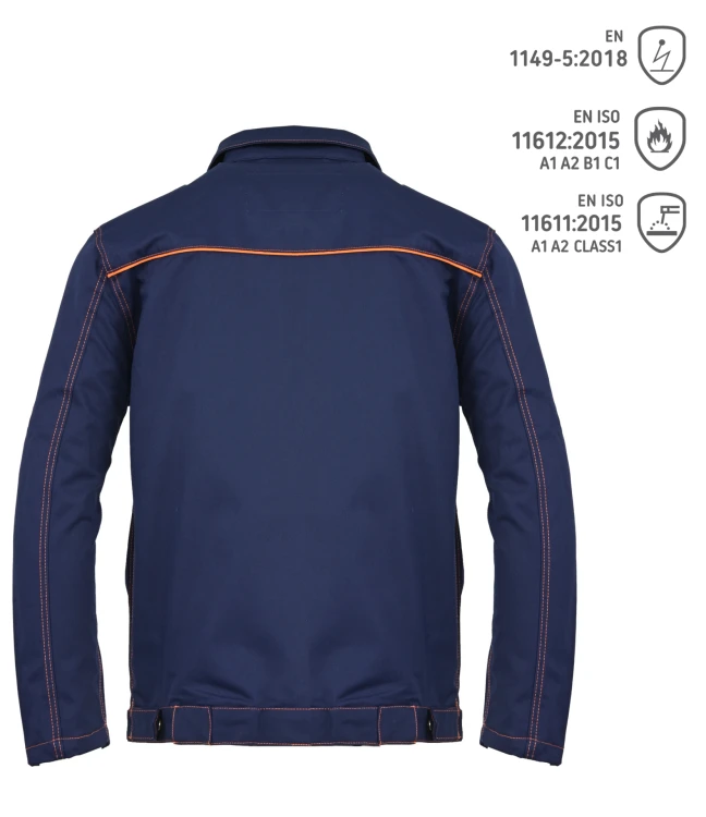 Bluza PROFFLAM ANTISTATIC granatowa – zdjęcie producenta, widok z tyłu