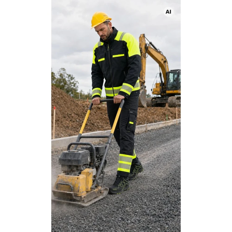 Spodnie ACTIFLEX NEO czarno-żółte – zdjęcie w użyciu